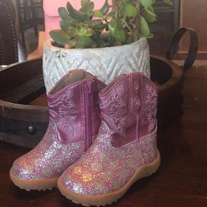 Pink glitter roper newborn cowgirl boots